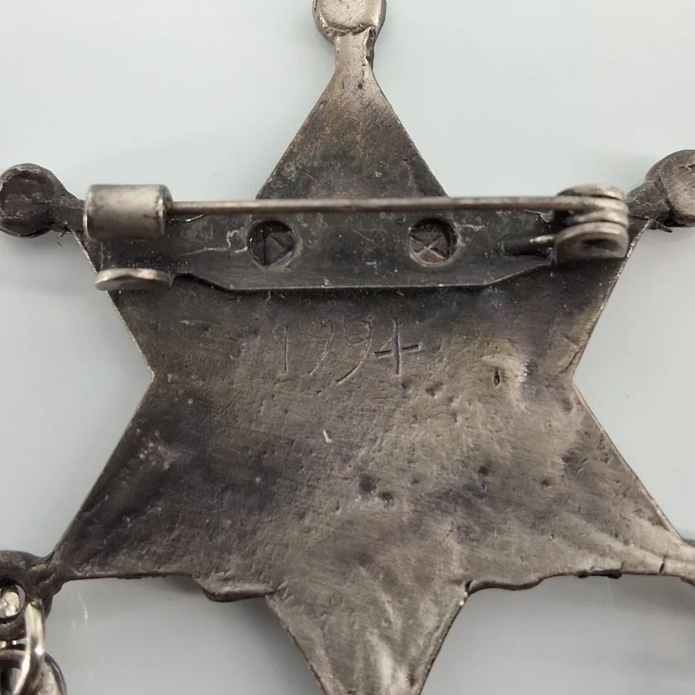 Vintage JJ Jonette Patrolman Police Texas Star Badge Brooch Western Charms